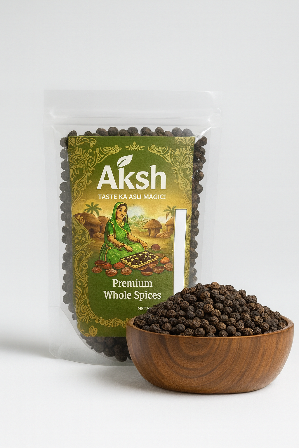 Premium Black Pepper (Kali Mirch) – Strong Aroma & Bold Flavor-Akshfoods
