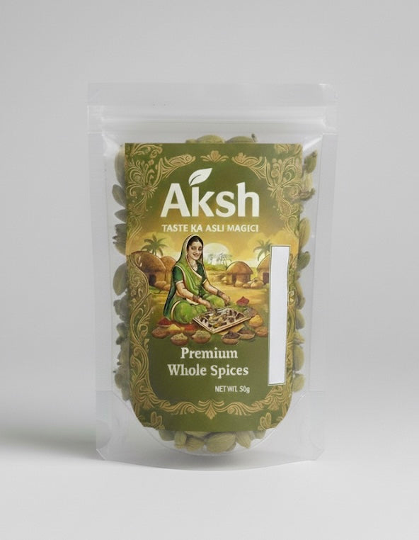 Aksh Foods Premium Elaichi – Natural Green Cardamom 50gm